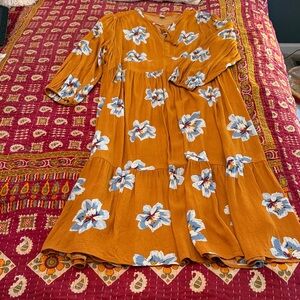 Old Navy Mustard Floral Midi Dress